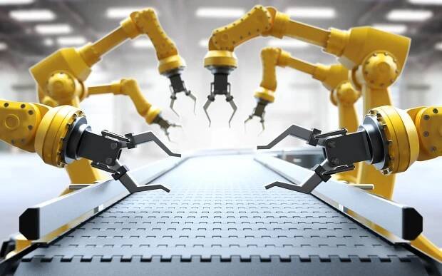 průmyslová robotická ramena - robotické rameno - stock snímky, obrázky a fotky