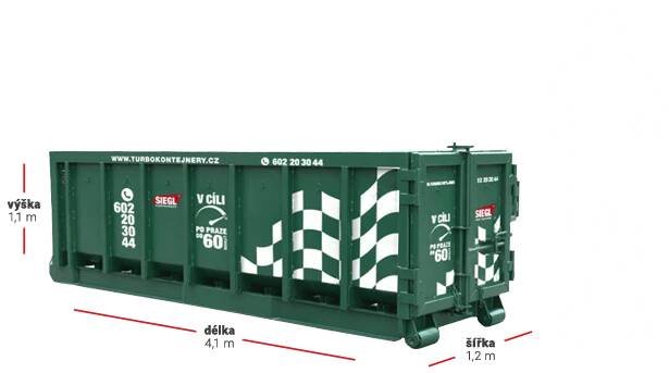 Úzký kontejner 4m3/6 tun na odpad, suť, zeminu | SIEGL s.r.o. Praha