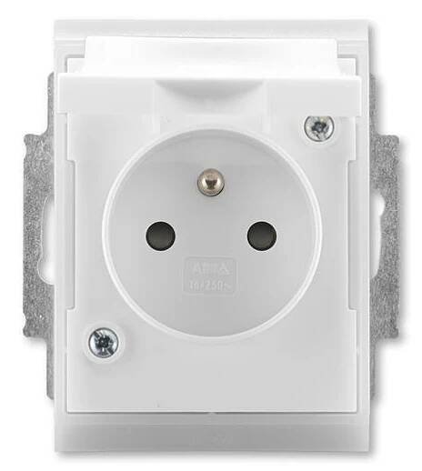 Time®, Element® zásuvka jednonásobná krytí IP44 s ochranným kolíkem s clonkami a víčkem 5518E-A02999 01 bílá/ledová bílá ABB