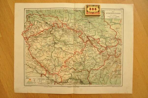 ZEMĚ SUDETSKÉ - MAPA ČECH, MORAVY, SLEZSKA A TĚŠÍNSKA - 1910 - Staré mapy a veduty