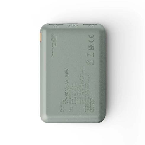 GP B+ powerbanka Li-Pol, 5000 mAh, USB-A, USB-C®, šedá