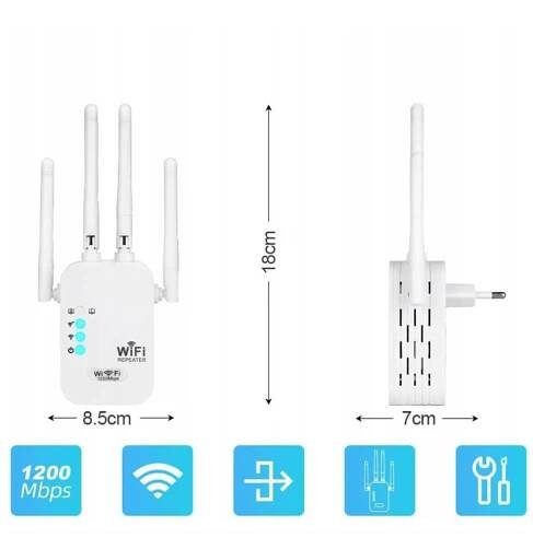 ZESILOVAČ SIGNÁLU WIFI BEZDRÁTOVÉ SÍTĚ PRO ZESILOVAČ REPEATER 1200 MB/S Výrobce ostatní