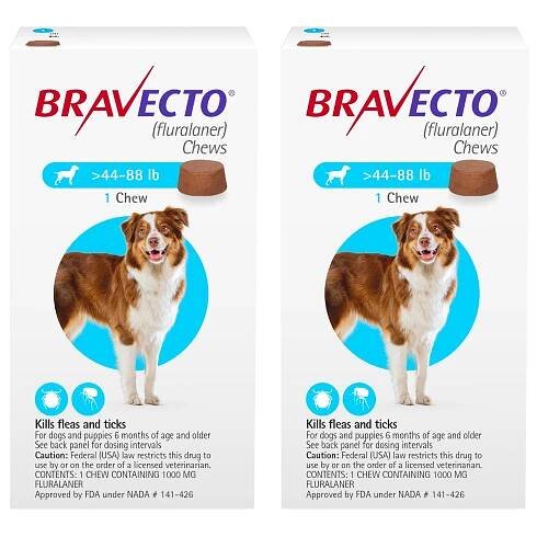 Bravecto Chew for Dogs, 44-88 lbs, (Blue Box)