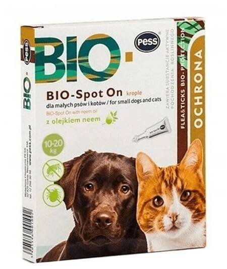 PESS BIO Spot-on kapky proti klíšťatům a blechám pro malé psy a kočky 4x2 g