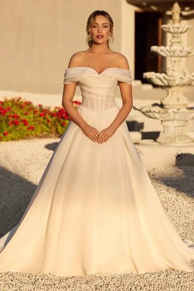 off shoulder Sophia Tolli bridal dresses​