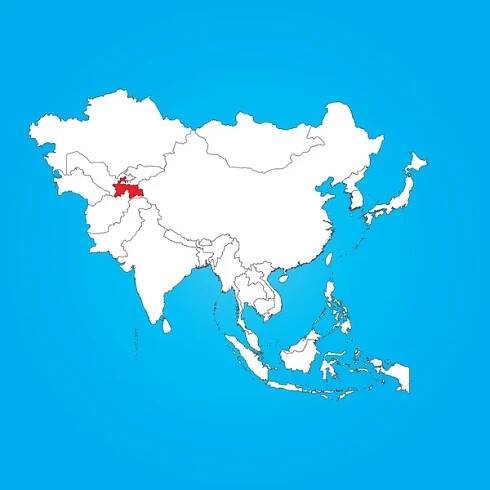 Mapa Asie s vybranou zemí Tádžikistán — Stock obrázek