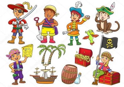 Ilustrace kreslené děti pirát