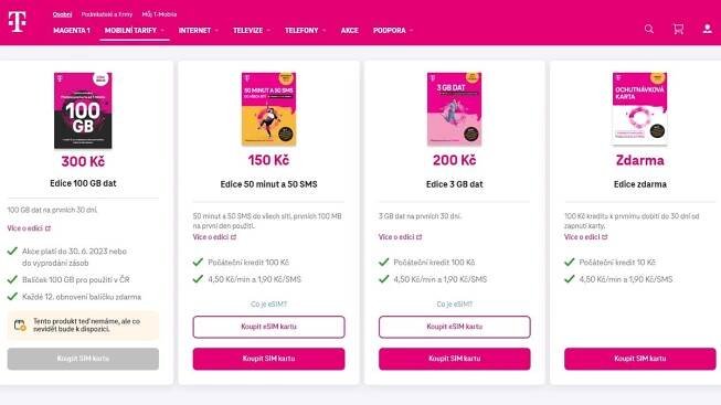 Lidé vzali T-Mobile útokem. SIM se 100 GB dat za 300 Kč je vyprodaná - Novinky