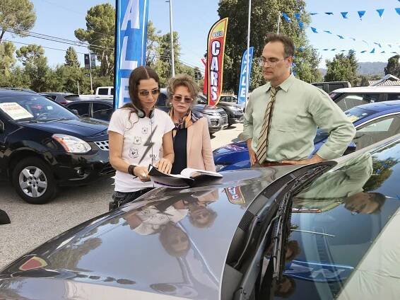 Justine Bateman, Bonnie Bedelia and Todd Stashwick on the set of 'Violet'.