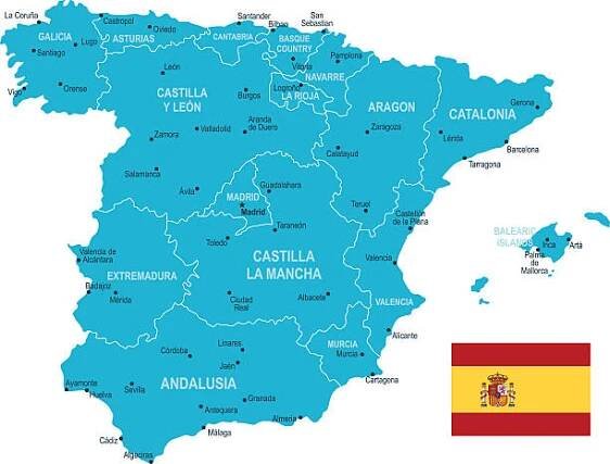 mapa španělska - malaga stock ilustrace