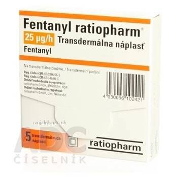 FENTANYL-RATIOPHARM 25 MCG/H  5X4.125MG Náplast (Bolest a zvýšená teplota)