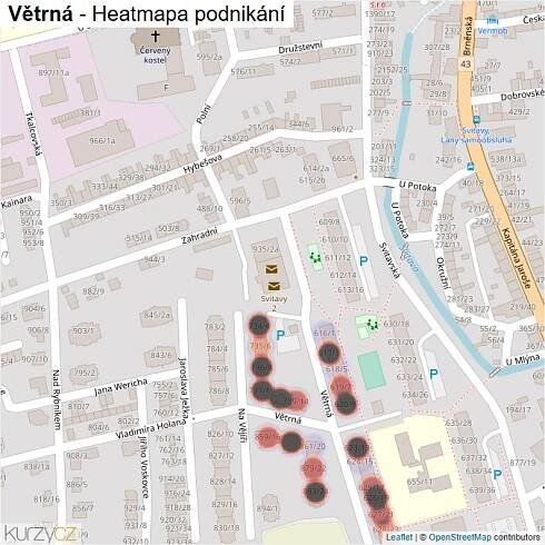 Mapa Větrná - Firmy v ulici.