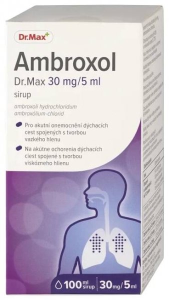 Dr. Max AMBROXOL 30MG/5ML SIRUP 1×100 ml, sirup na vyľučovanie hlienu z pľúc