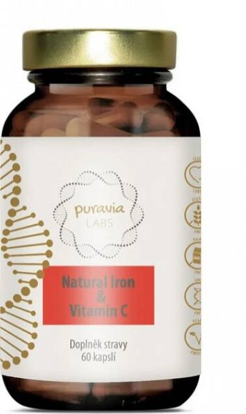 Puravia Labs Přírodní železo + vitamín C BIO Acerola 60 cps. od 584 Kč