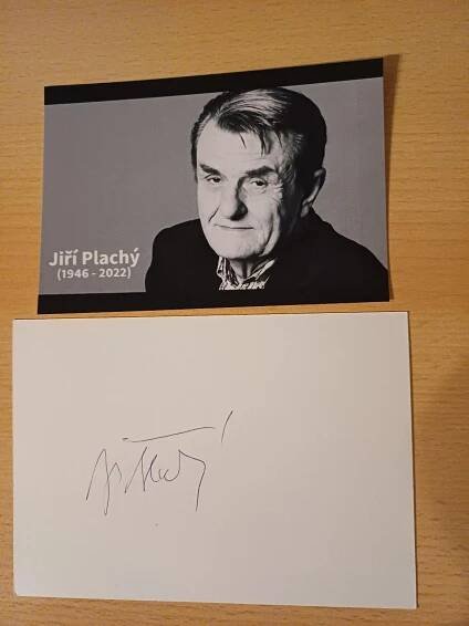 Plachý Jiří, herec, kartička s originálním autogramem