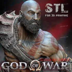 God of War - KRATOS - 1/10 Figurka 3D Tisk - Nebarvené
