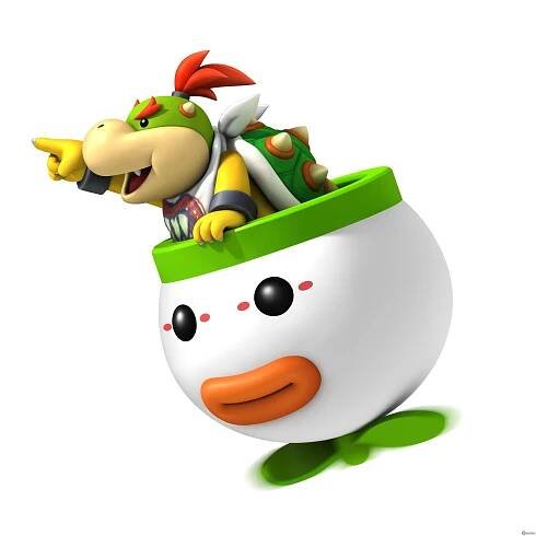 Bowser Jr. in his Koopa Clown Car as seen in New Super Mario Bros. Wii.