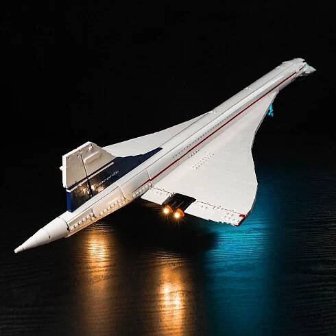 Sada LED světel BrickBling pro stavebnice letadel LEGO Concorde 10318 k vlastní výrobě dekorace