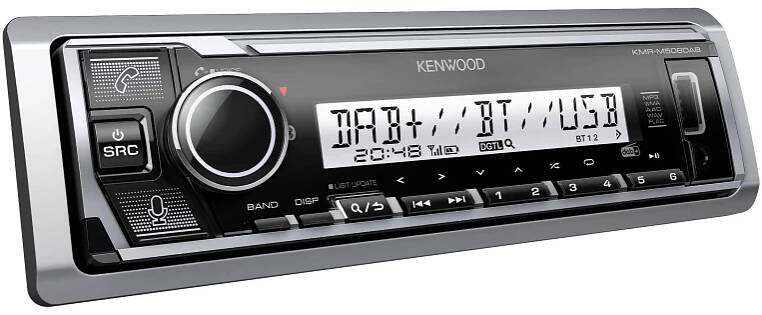 Kenwood KMR-M508DAB autorádio konektor pro dálkové ovládání na volant, Bluetooth® handsfree zařízení, DAB+ tuner, odolné proti stříkající vodě