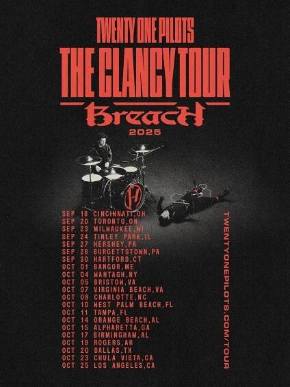 Twenty One Pilots 2025 North American Tour The Clancy Tour: Breach Admat Poster Tour Dates