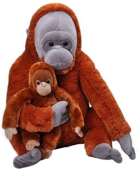 Wild Republic Plyšová samice s mládětem – orangutan, 76 cm