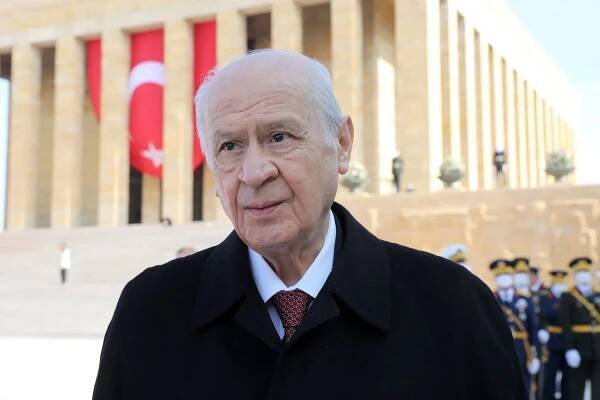MHP party leader Devlet Bahceli visits Anitkabir, the mausoleum of modern Turkey's founder Mustafa Kemal Ataturk on Oct. 29, 2021 in Ankara.