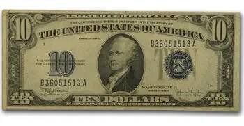 USA Stříbrný certifikát $10 VF 1934-D