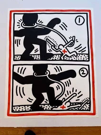 keith haring free south africa poster