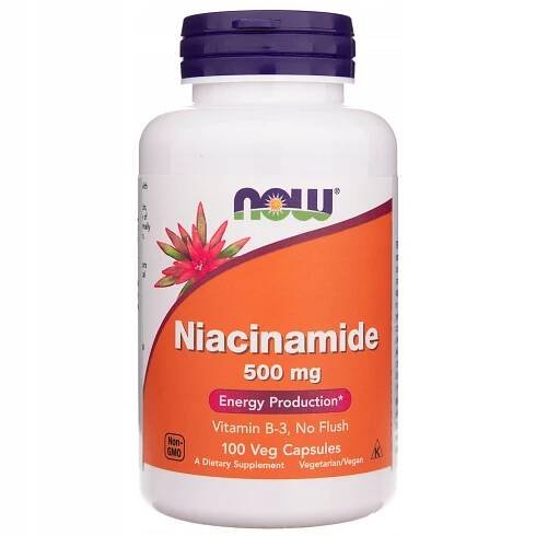Now Foods Vitamín B3 Niacinamide 500 mg 100 kapslí.