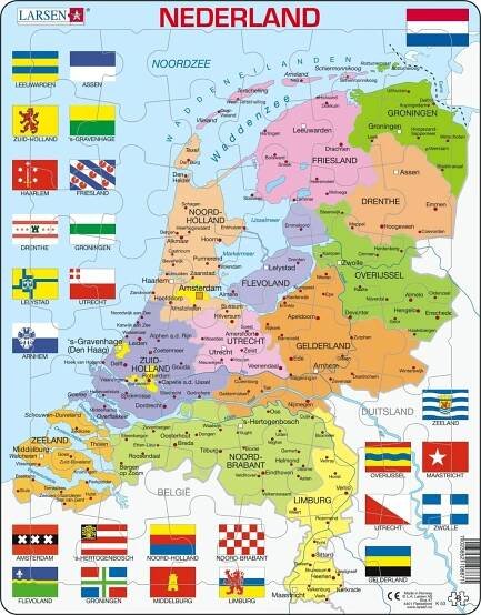 Puzzle Mapa Nizozemí - politická 48 dílků                    