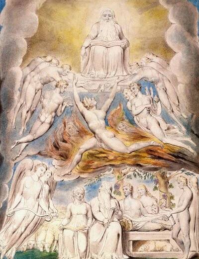 Satan před Božím trůnem od William Blake