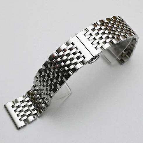 Řemínek k hodinkám z nerezové oceli se zakřiveným koncem 18 mm 19 mm 20 mm 21 mm 22 mm Náhradní řemínek s motýlkovou sponou řemínek k hodinkám Náramek Stříbrné zlato