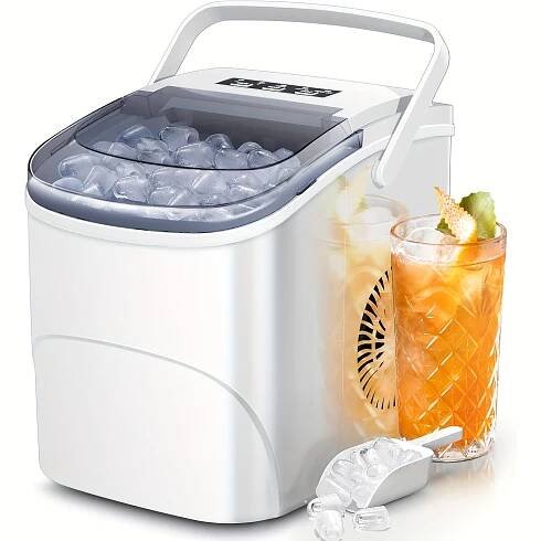 * Ice Makers Countertop, Pebble Ice Maker Machine with Auto-Cleaning, 45/35lbs * Ice or 26lbs Bullet Ice *, Stainless Steel Housing