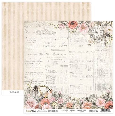 Oboustranný papír na scrapbook (1ks) Vintage Legend č.02