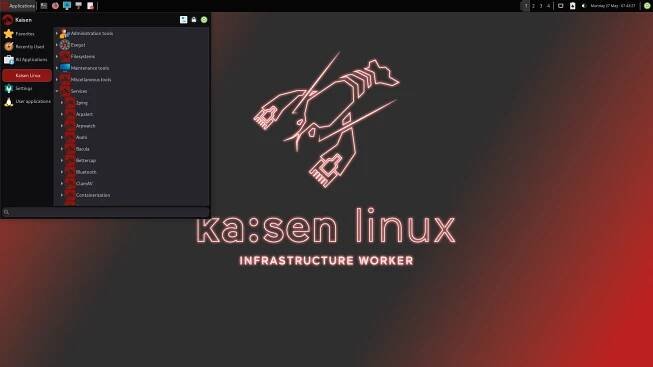 kaisen linux xfce with services menu