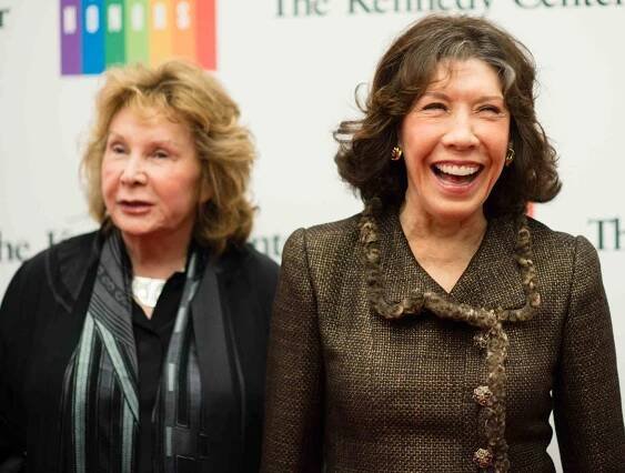 Lily Tomlin is pictured. On the left is her wife, Jane Wagner. The Kennedy Center Honorees have dinner at the U.S. Department of State. Recipients to be honored at the 37th annual national celebration of the arts are: singer Al Green, actor and filmmaker Tom Hanks, ballerina Patricia McBride, singer-songwriter Sting, and comedienne Lily Tomlin
