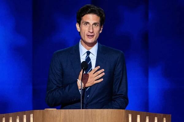 WASHINGTON - AUGUST 20: Jack Schlossberg, grandson of President John F. Kennedy, speaks during day two of the 2024 Democratic National Convention in Chicago on Tuesday, August 20, 2024.