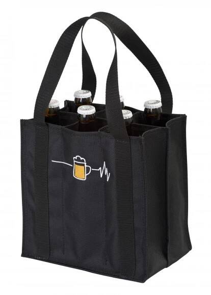 Černá taška na pivo, na 6 láhví