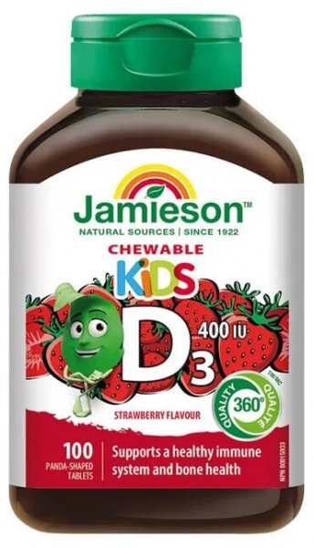 Jamieson Vitamín D3 Kids jahoda 100 cucacích tablet