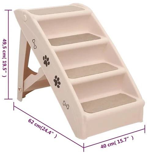 vidaXL Skládací schůdky pro psy krémové 62 x 40 x 49,5 cm, Krémová