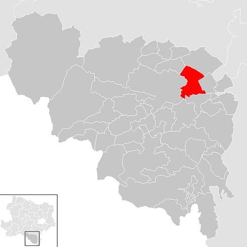Lage der Gemeinde Neunkirchen (Niederösterreich) im Bezirk Neunkirchen (anklickbare Karte)