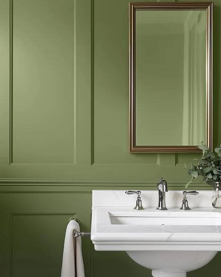 Bathroom painted in Lick Green 18