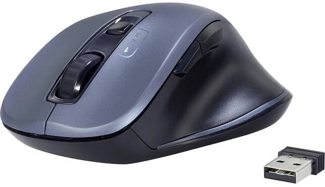 Renkforce optická ergonomická myš, přenos Bluetooth®, bezdrátový, 7 tlačítko, 1600 dpi, šedá