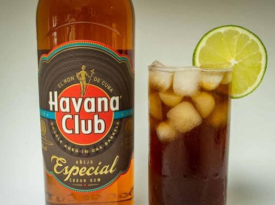 Crafted Cuba Libre with Rum Bottle