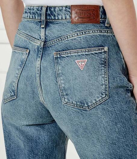 Džíny GUESS | Modrá Tapered fit high waist W5RA21 D5LR2