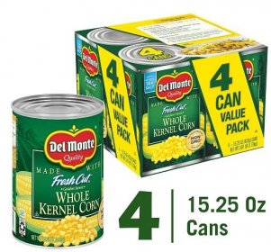 (4 Cans) Del Monte Whole Kernel Canned Corn, 15.25 oz - Dover Mart