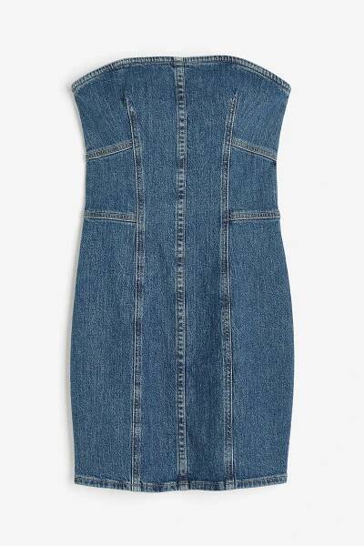 Džínové šaty bandeau - Denim blue - ŽENY