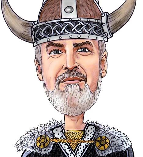 Karikatura rytíře Vikinga v barevném stylu