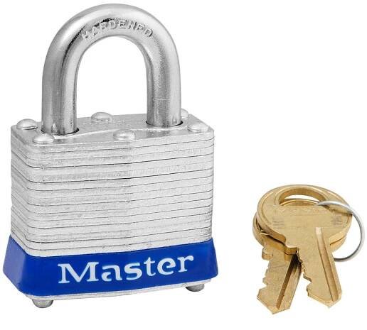 Master Lock® Blue Laminated Steel 4 Pin Tumbler Padlock Hardened Steel Shackle