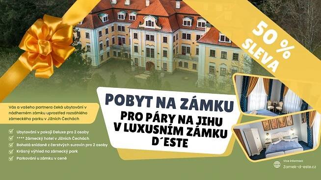 Pobyt pro 2 osoby na zámku s 50% slevou